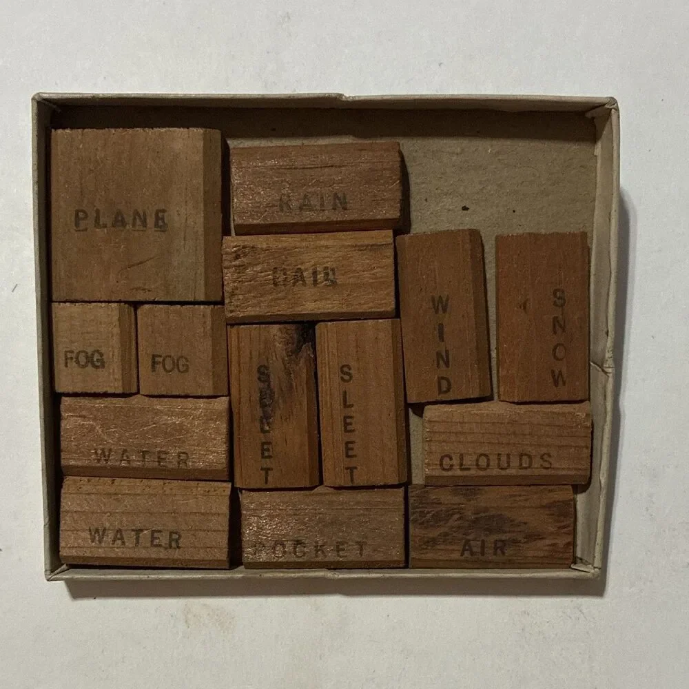 Antique c1928 The Flying Puzzle Lindbergh NY Paris Wood Sliding Block Complete